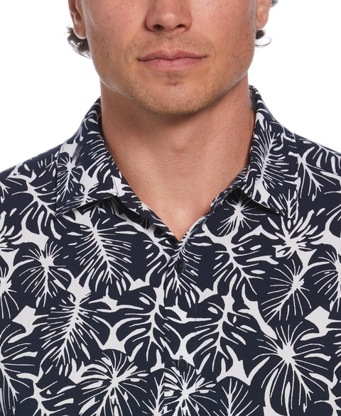 Palm Leaf Print Shirt (Navy Iris) 