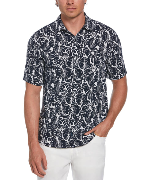 Palm Leaf Print Shirt (Navy Iris) 