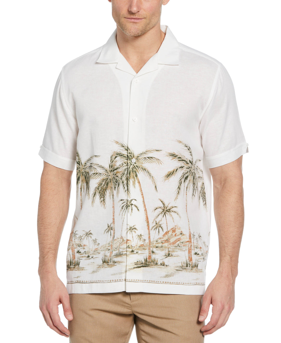 Palm Print Border Shirt (Brilliant White) 