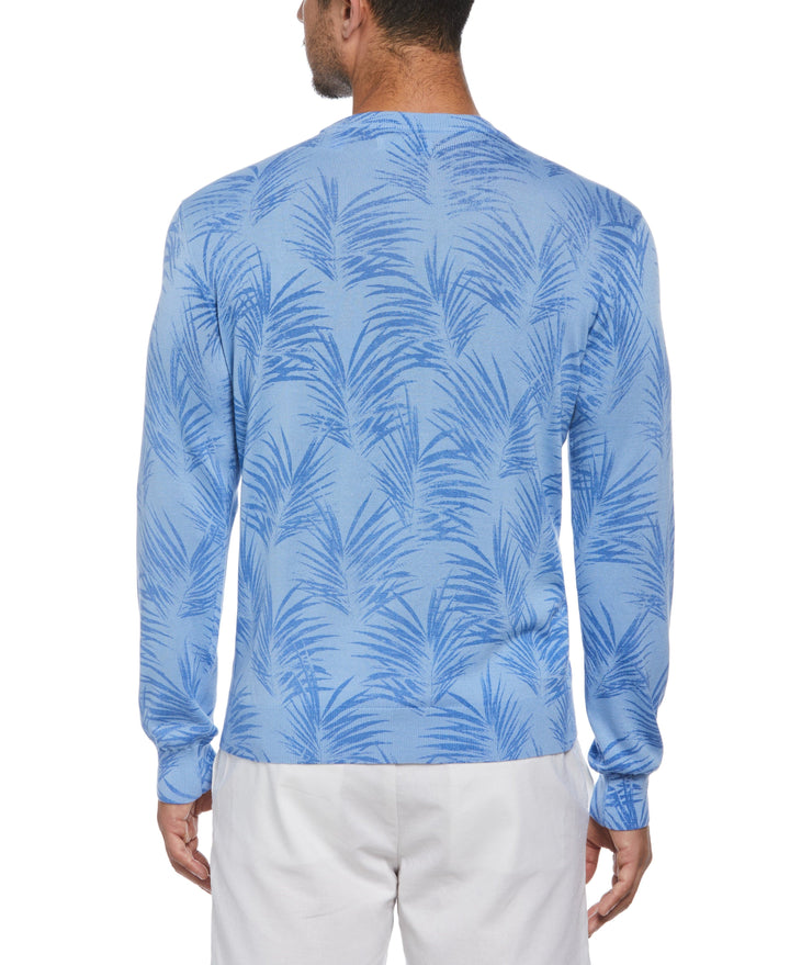 Palm Print Jacquard Sweater (Della Robia Blue) 