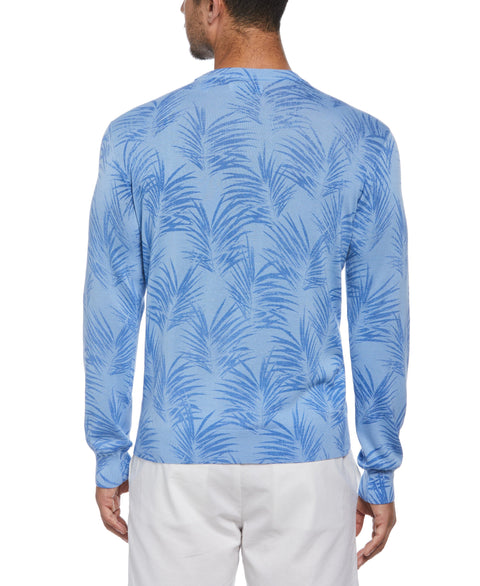 Palm Print Jacquard Sweater (Della Robia Blue) 