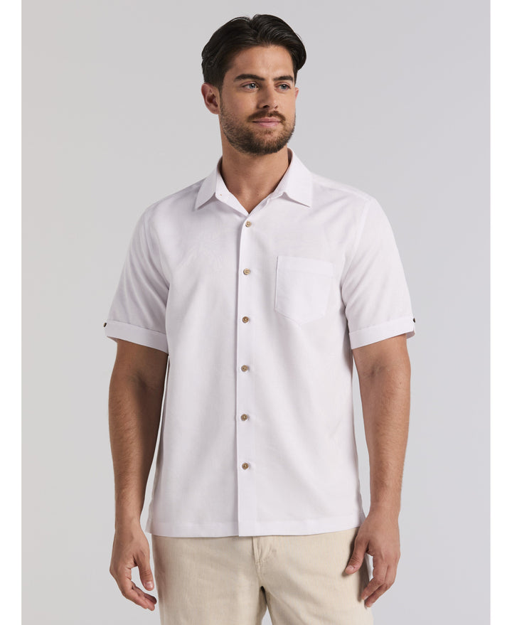 Palm Print Shirt-Casual Shirts-Brilliant White-S-Cubavera