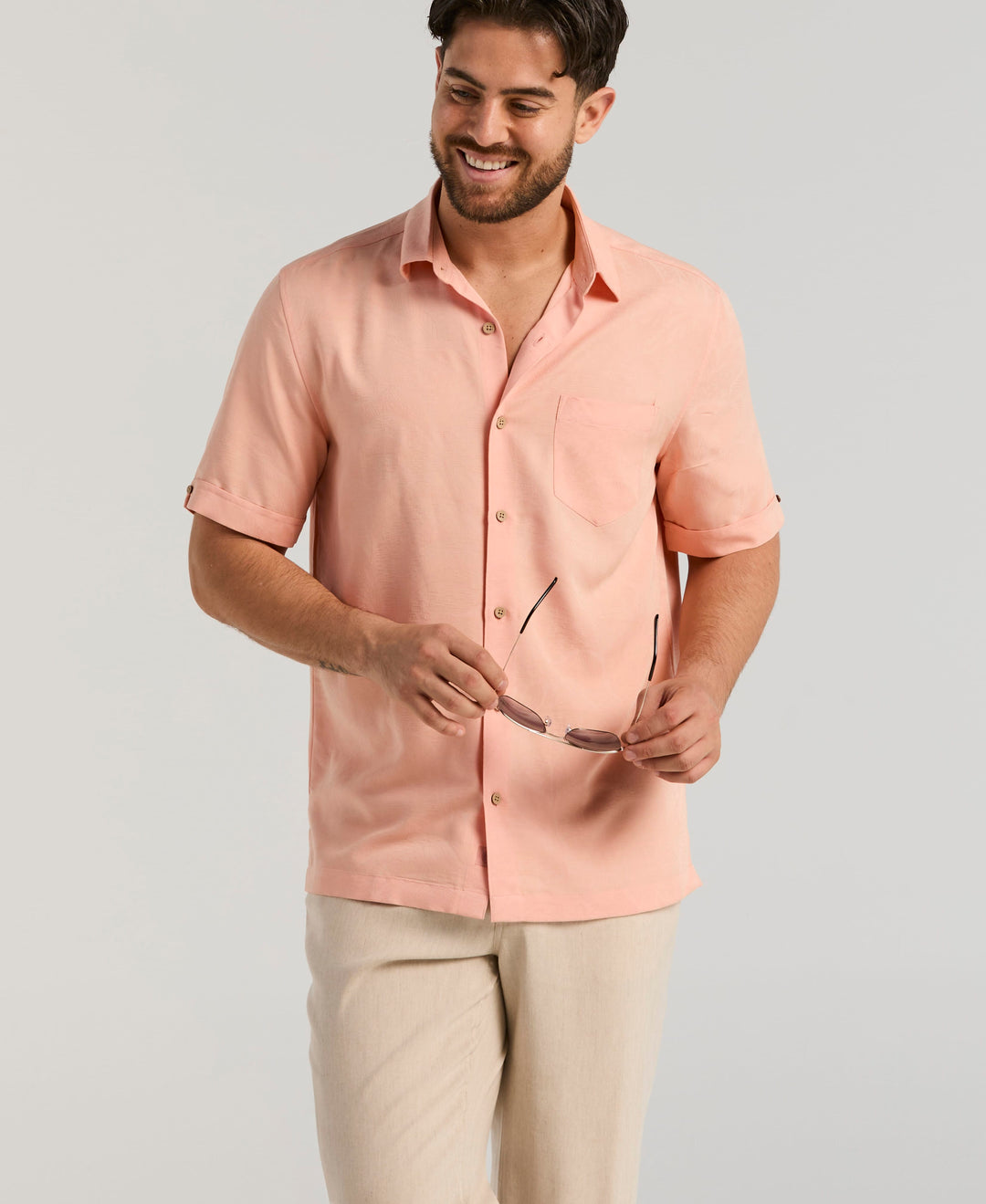 Palm Print Shirt (Salmon) 