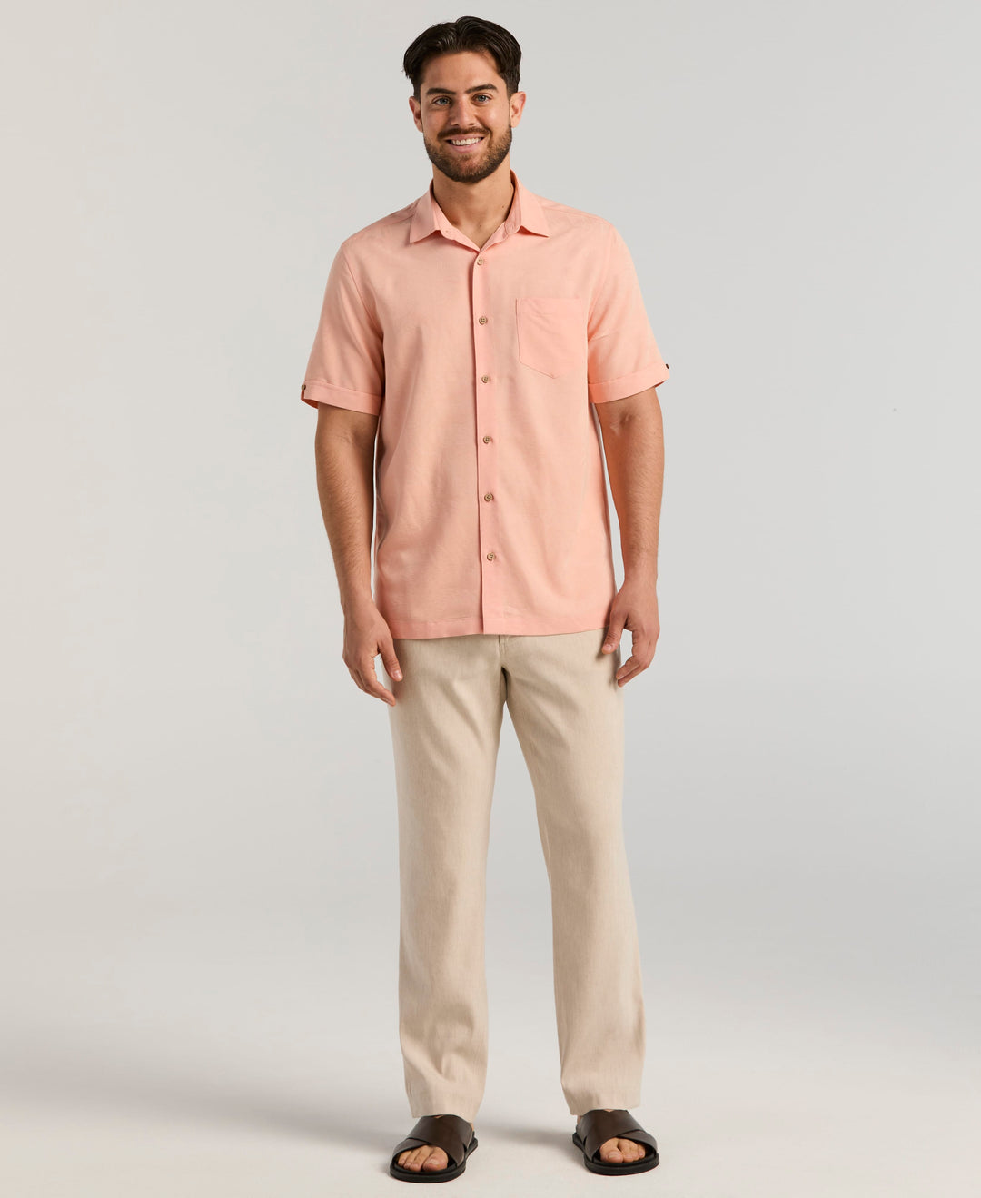 Palm Print Shirt (Salmon) 