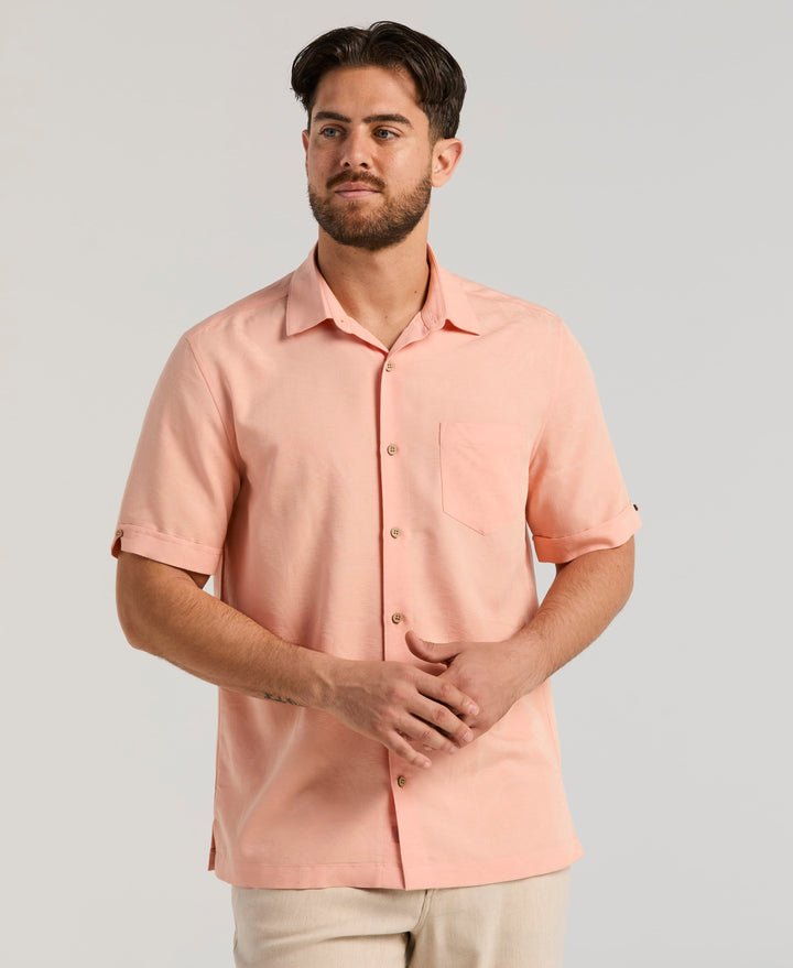 Cubavera Men's Palm Print Short-Sleeve Button-Down Shirt - Brilliant White