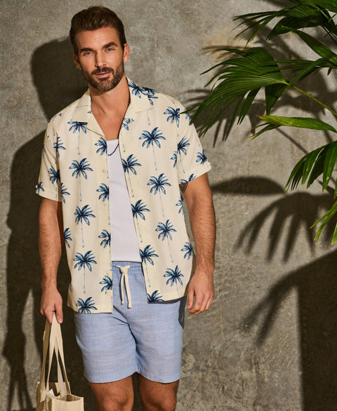 Palm Tree Print Shirt-Casual Shirts-Cubavera