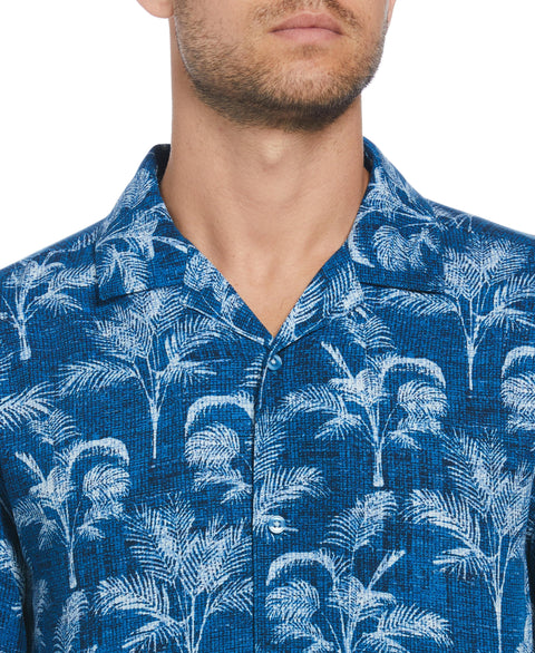 Palm Tree Print Shirt (Mykonos Blue) 