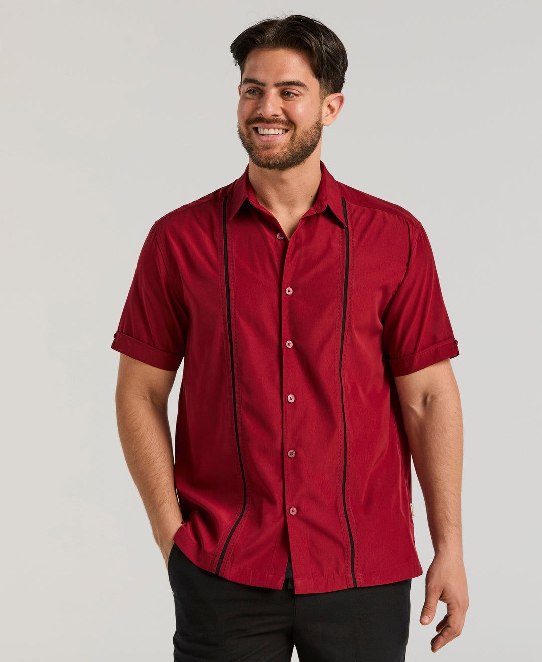 Insert Panels Pickstitch Shirt (Biking Red) 