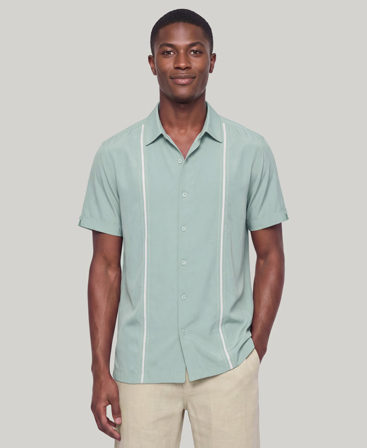 Insert Panels Pickstitch Shirt (Blue Surf) 