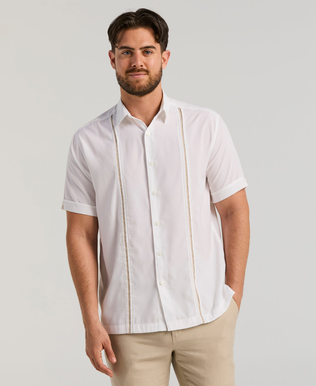 Cubavera Men's Contrast Stitch Short-Sleeve Shirt