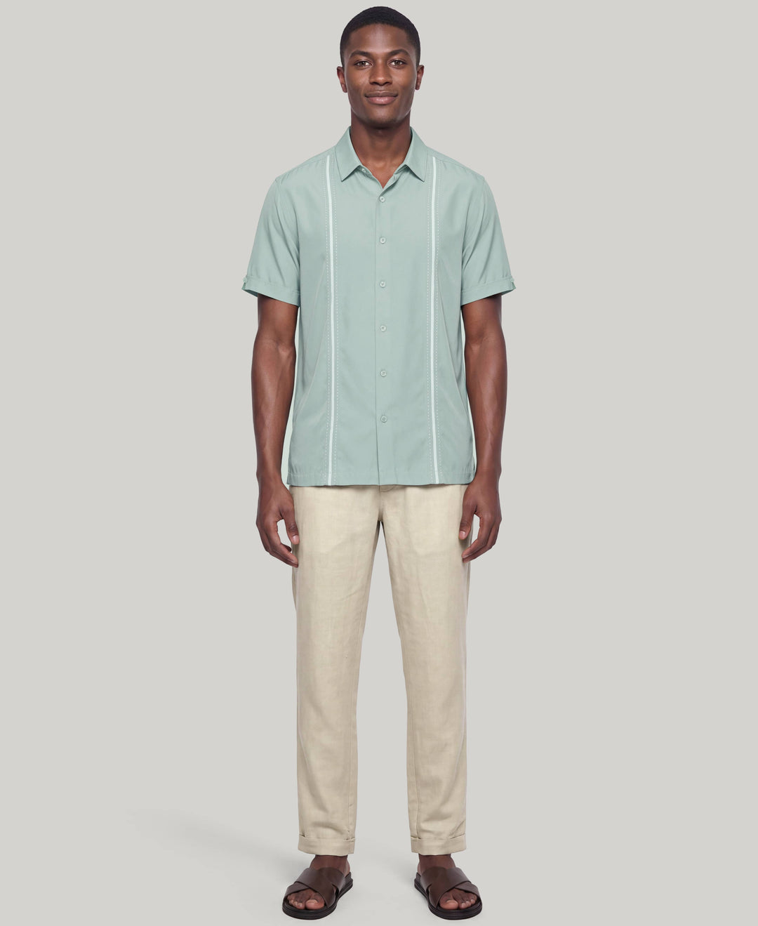 Insert Panels Pickstitch Shirt (Blue Surf) 