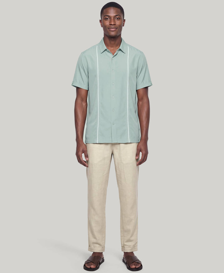 Insert Panels Pickstitch Shirt (Blue Surf) 
