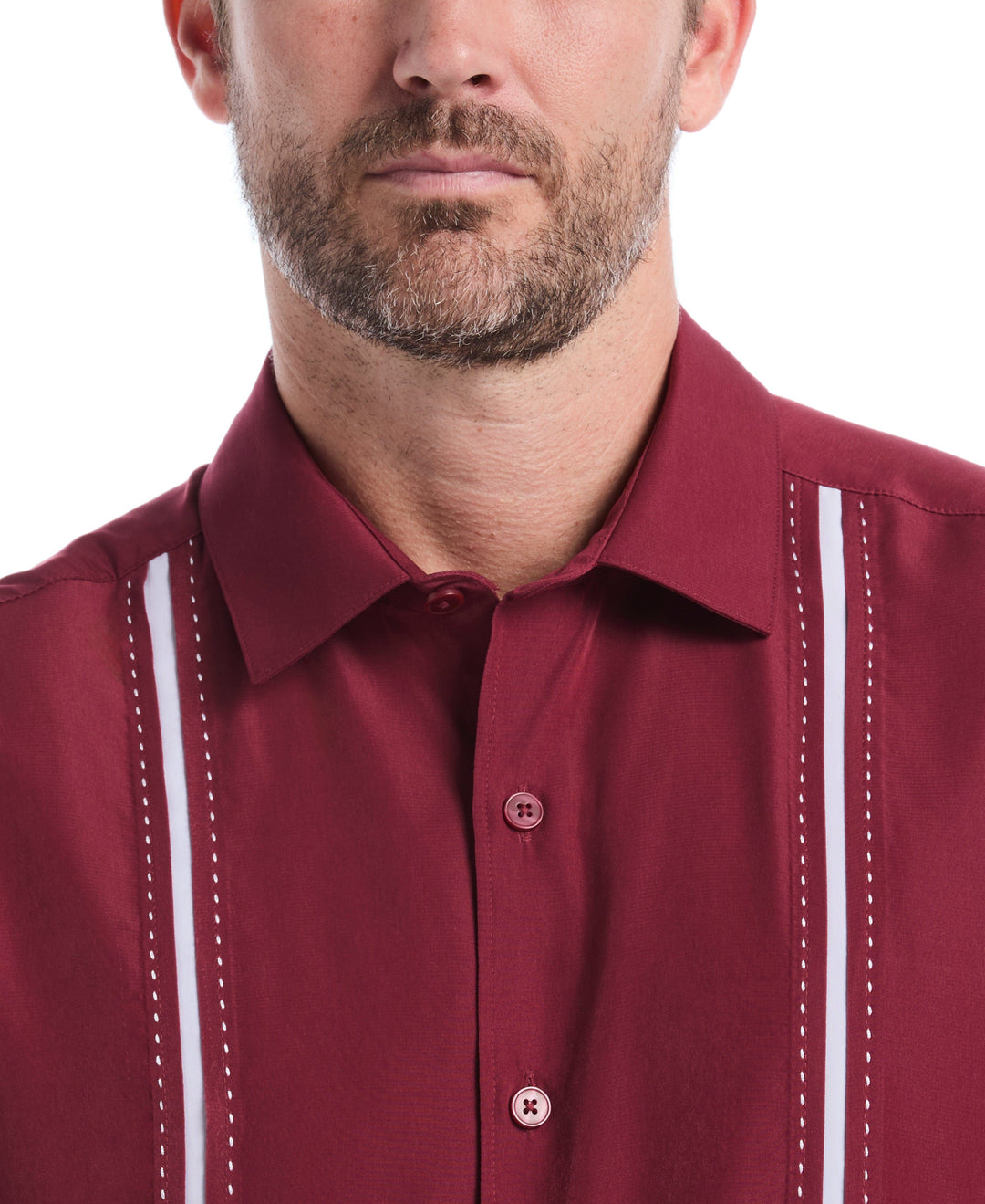 Big & Tall Insert Panel Pickstitch Shirt (Cordovan) 