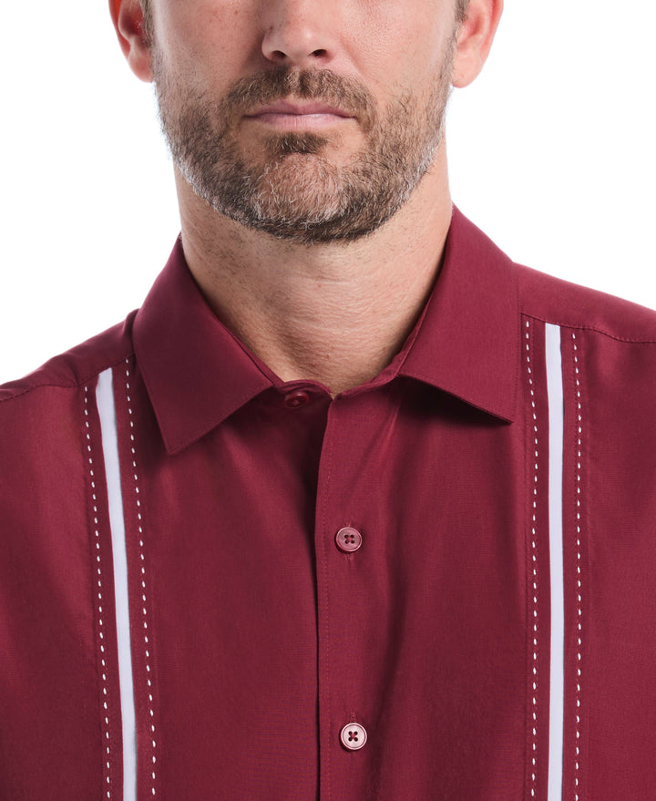 Big & Tall Insert Panel Pickstitch Shirt (Cordovan) 