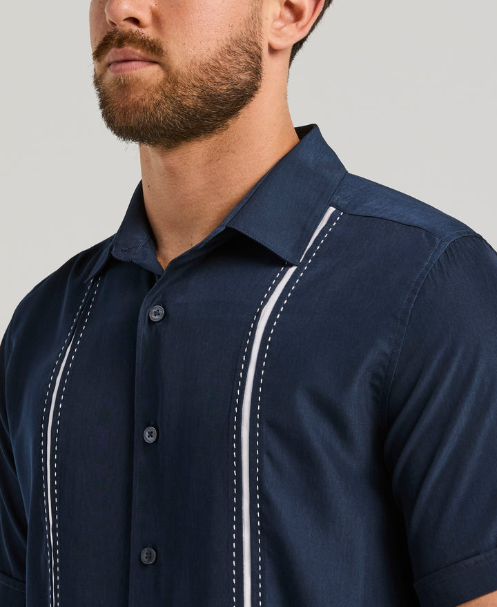 Insert Panels Pickstitch Shirt (Dress Blues) 