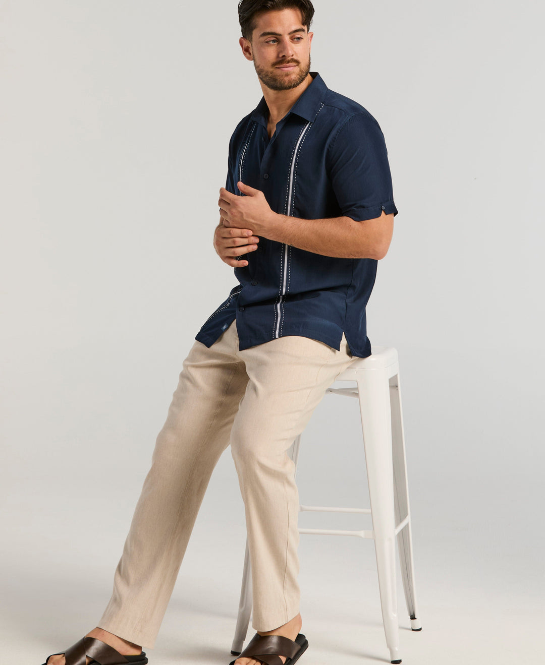 Insert Panels Pickstitch Shirt (Dress Blues) 