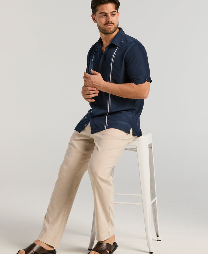 Insert Panels Pickstitch Shirt (Dress Blues) 