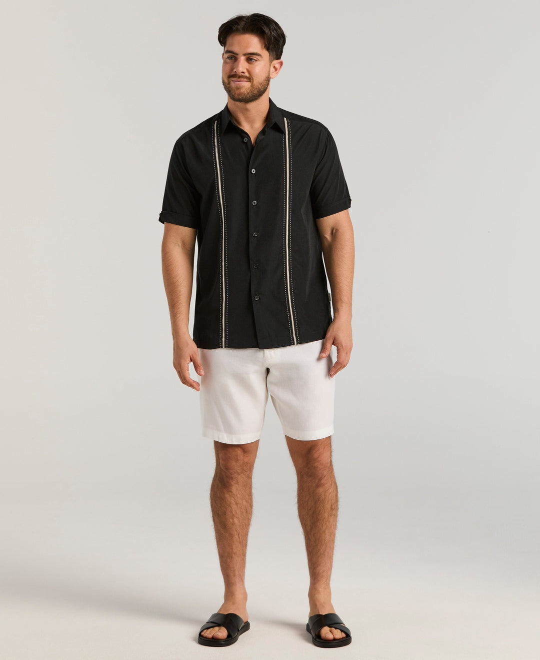 Insert Panels Pickstitch Shirt (Jet Black) 
