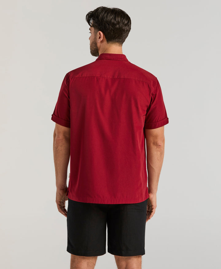 Insert Panels Pickstitch Shirt (Biking Red) 