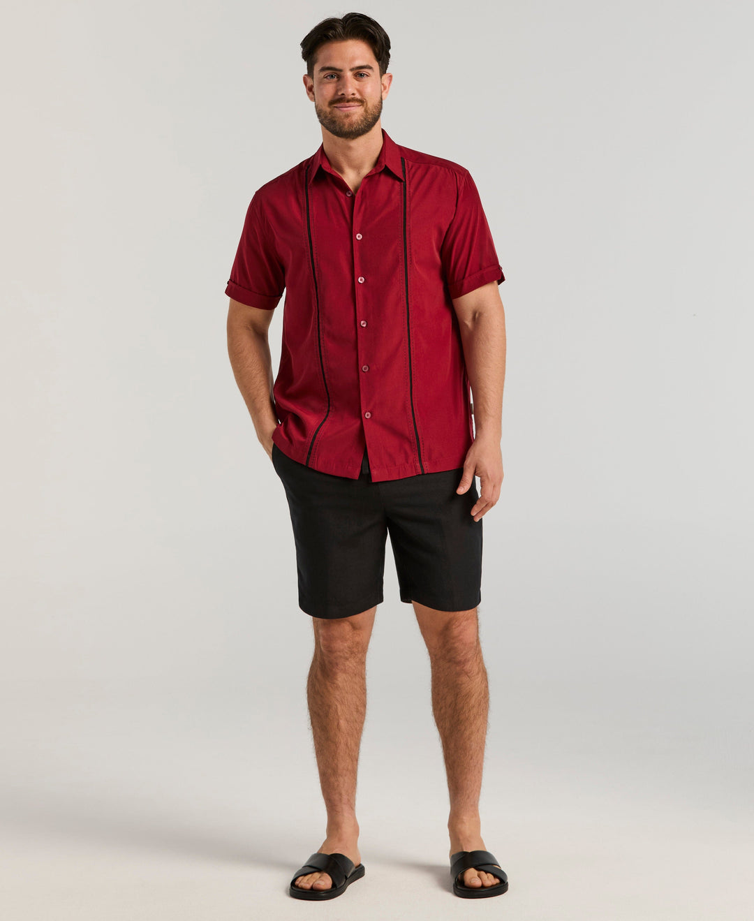 Insert Panels Pickstitch Shirt (Biking Red) 