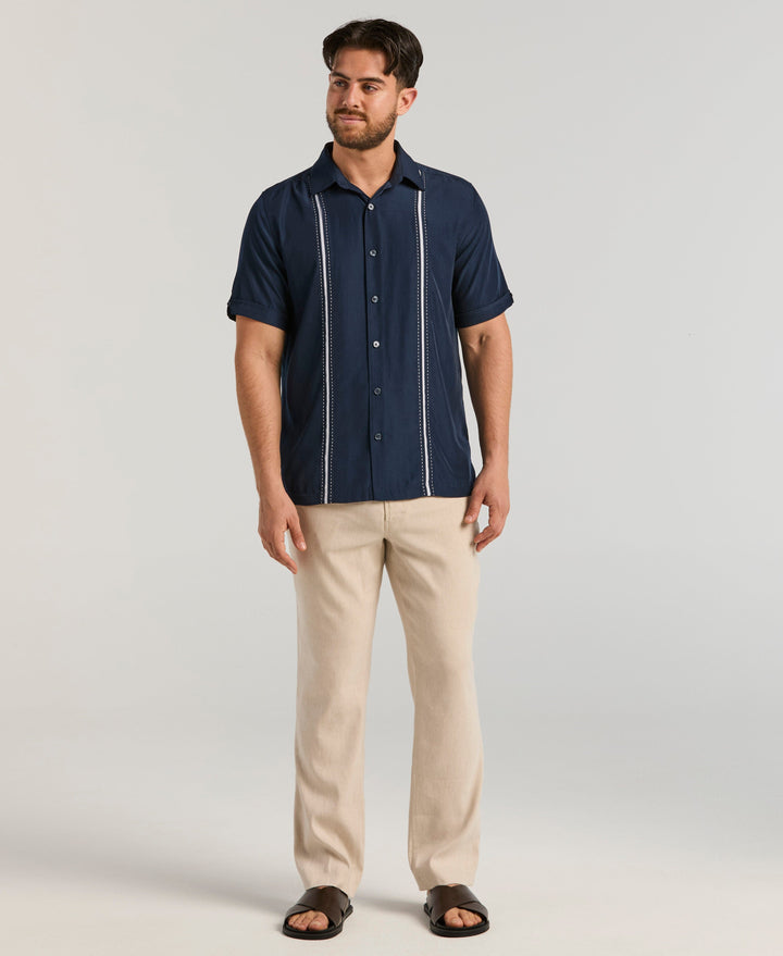 Insert Panels Pickstitch Shirt (Dress Blues) 