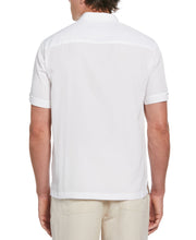 Pick Stitch Panel Short Sleeve Button-Down Shirt (Bright White) 