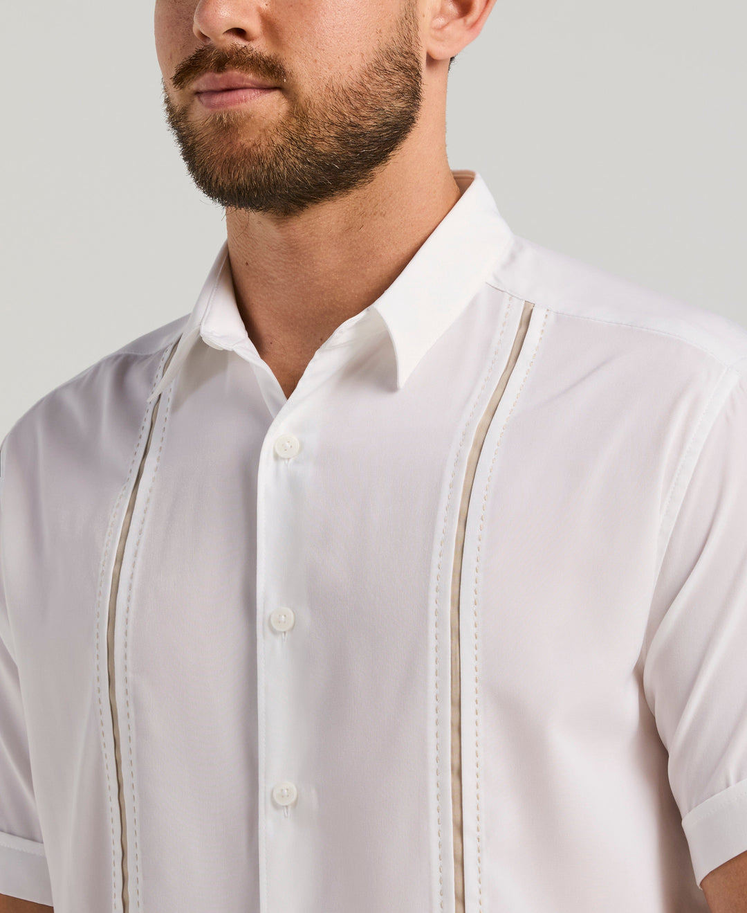 Insert Panels Pickstitch Shirt (Bright White) 
