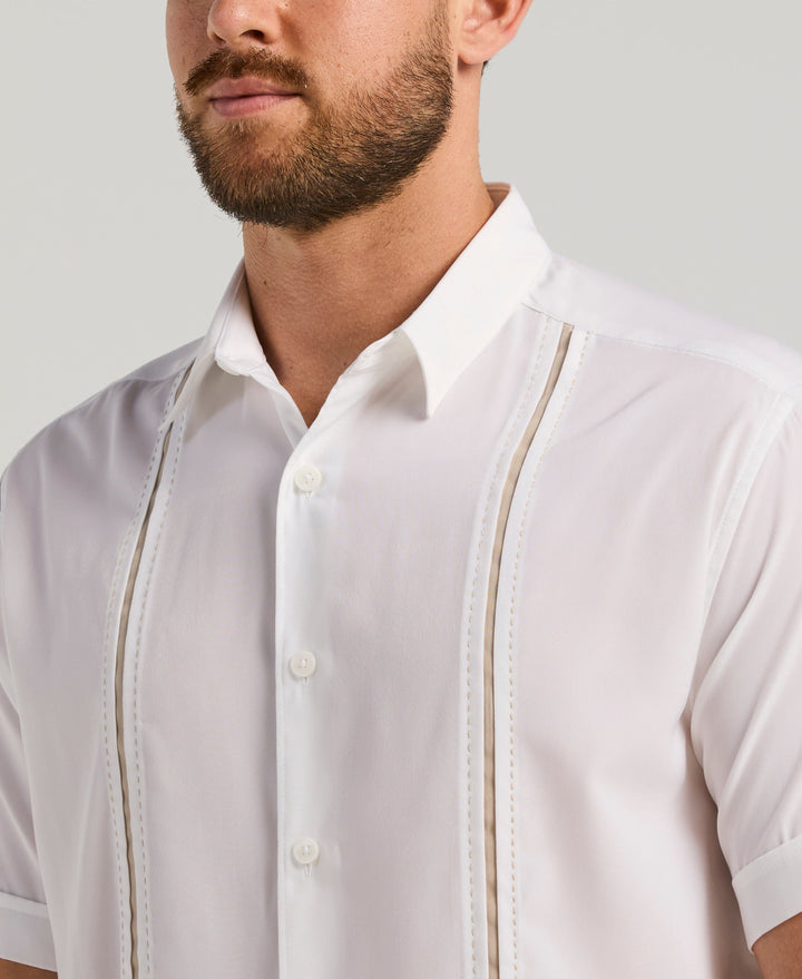 Insert Panels Pickstitch Shirt (Bright White) 
