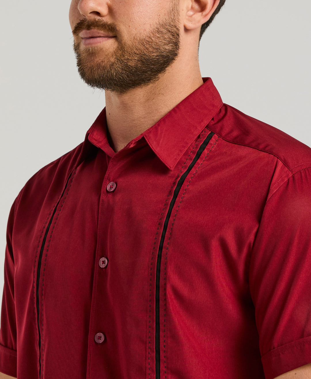 Insert Panels Pickstitch Shirt (Biking Red) 
