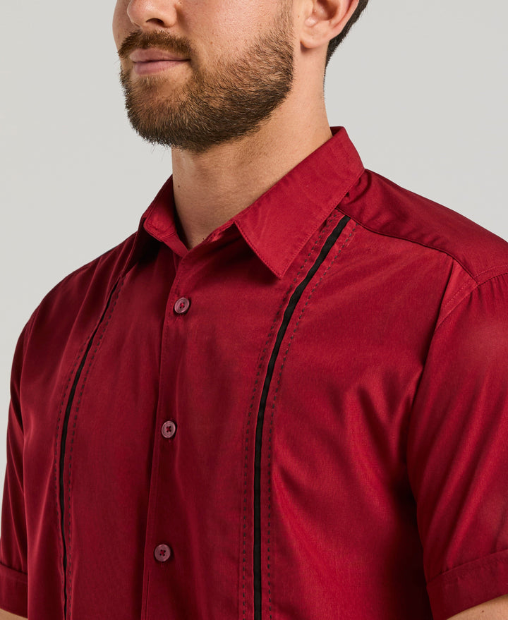 Insert Panels Pickstitch Shirt (Biking Red) 