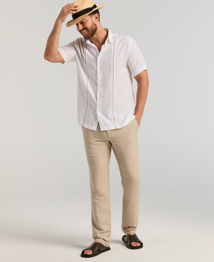 Insert Panels Pickstitch Shirt (Bright White) 