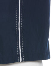 Pick Stitch Panel Short Sleeve Button-Down Shirt (Dress Blues) 