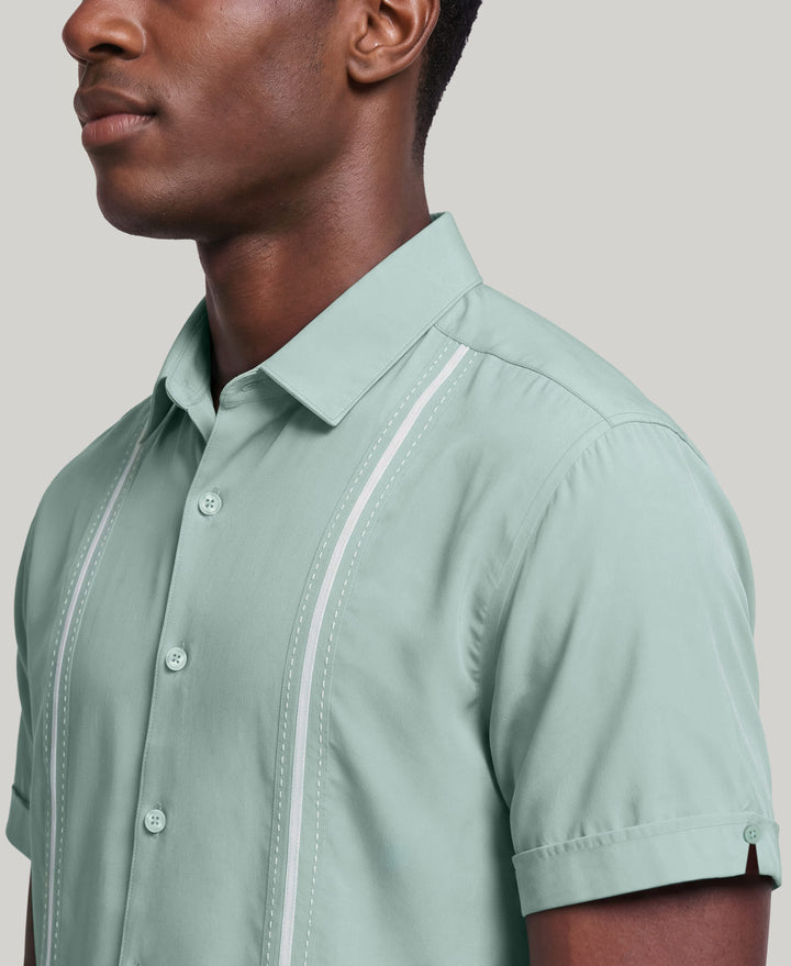 Insert Panels Pickstitch Shirt (Blue Surf) 