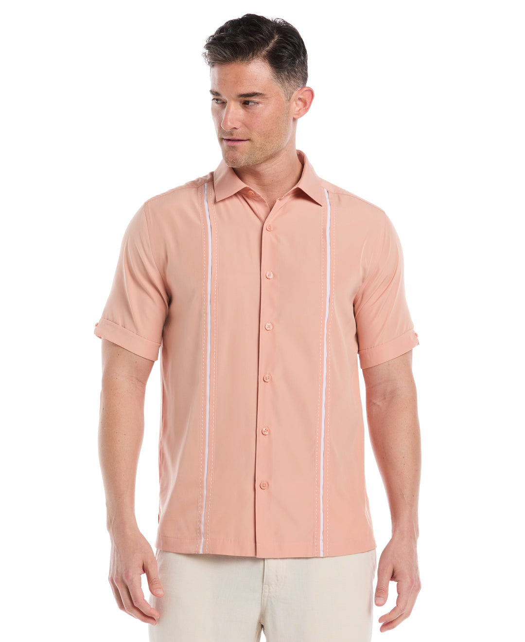 Insert Panels Pickstitch Shirt (Dusty Coral) 