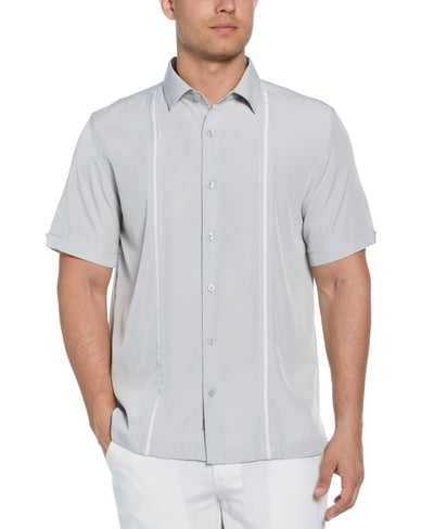 Pick Stitch Panel Short Sleeve Button-Down Shirt (Harbor Mist) 