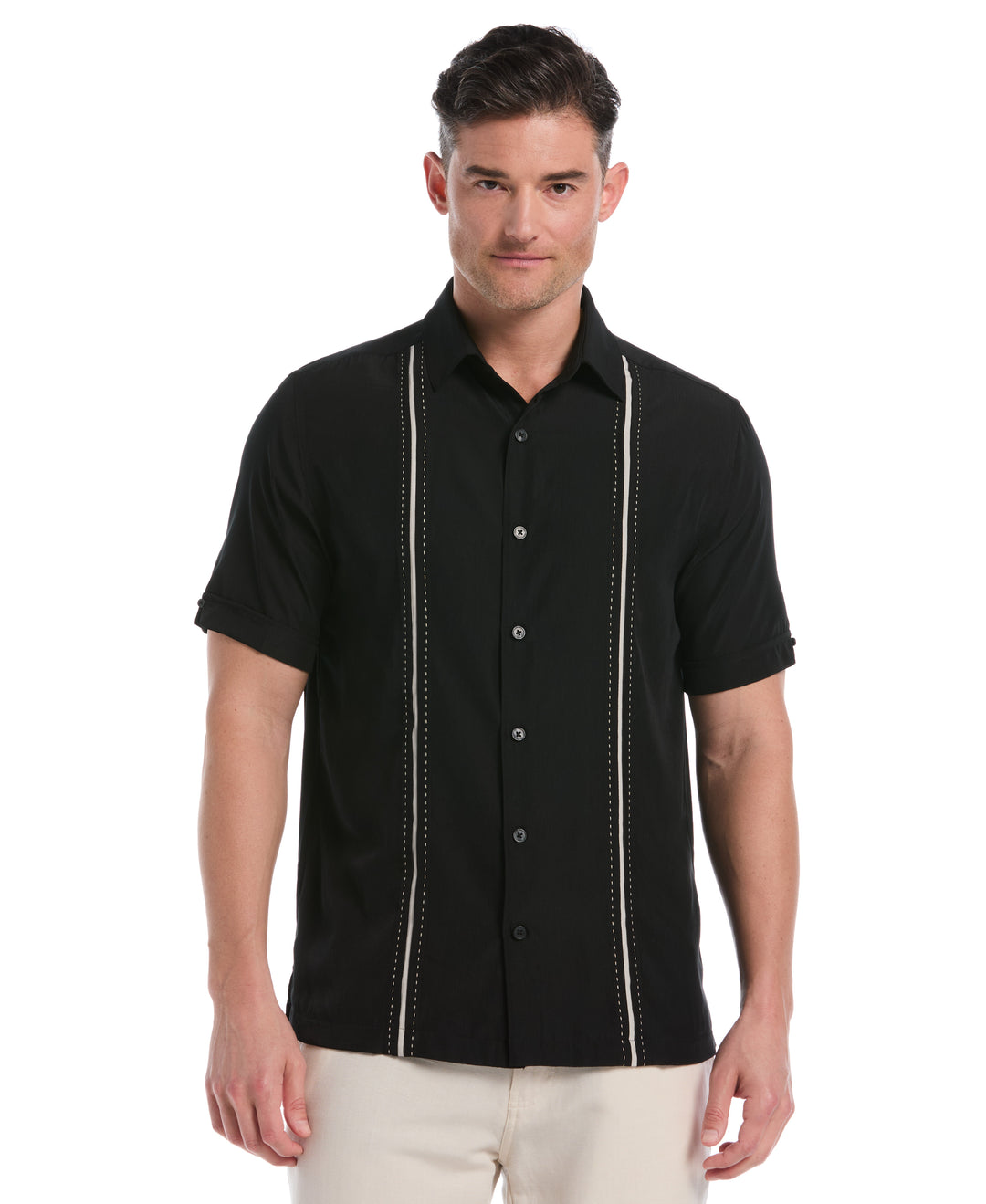 Insert Panels Pickstitch Shirt (Jet Black) 