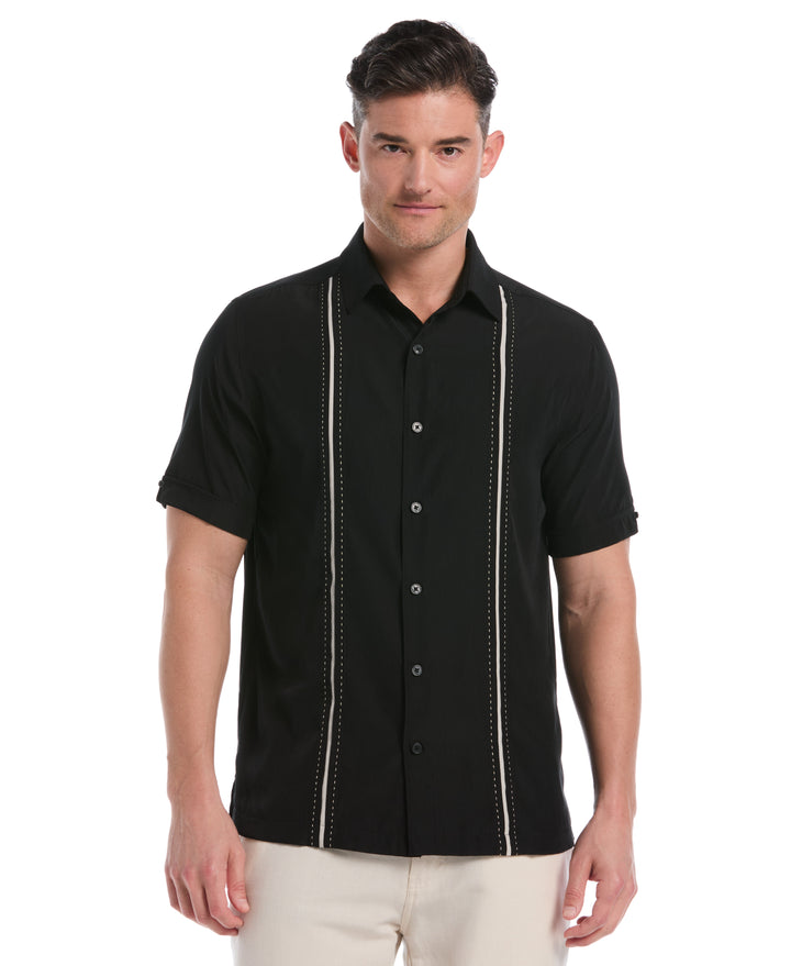 Insert Panels Pickstitch Shirt (Jet Black) 