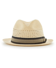 PAPER BRAID VENTED HAT WITH RIBBON (Cream) 