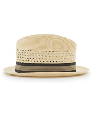 PAPER BRAID VENTED HAT WITH RIBBON (Cream) 