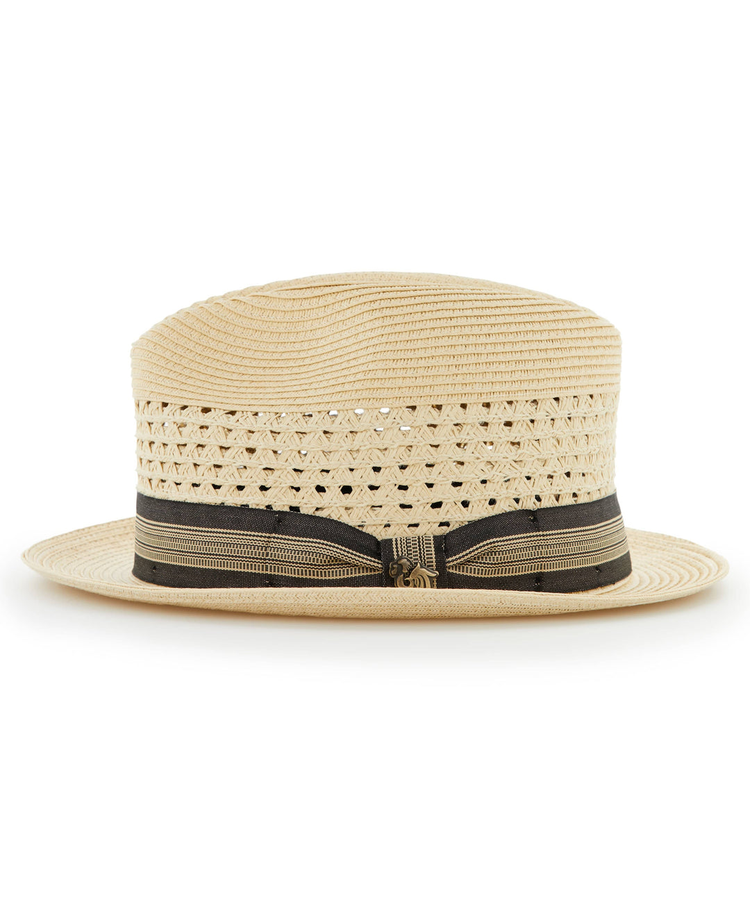 PAPER BRAID VENTED HAT WITH RIBBON (Cream) 