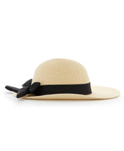 PAPER BRAID WOMEN HAT WITH RIBBON (Cream) 