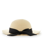 PAPER BRAID WOMEN HAT WITH RIBBON (Cream) 