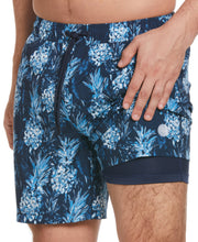 Pineapple Print 7" Swim Short (Dress Blues) 