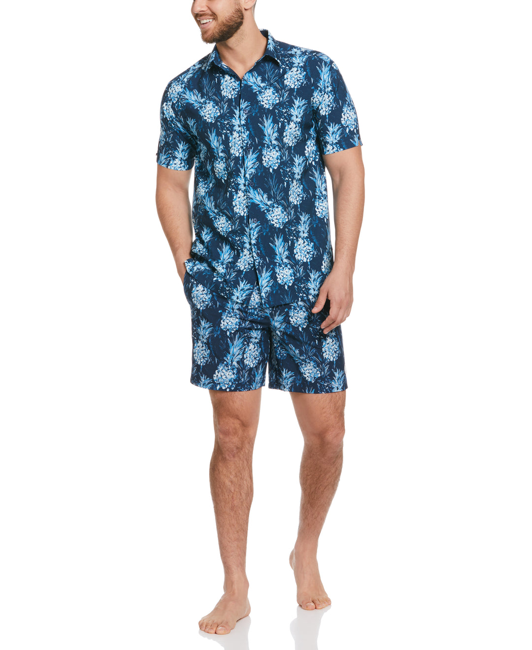Pineapple Print 7" Swim Short (Dress Blues) 