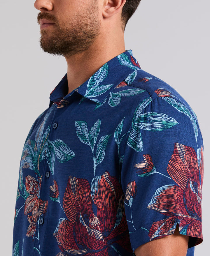 POINTILISM FLORAL PRINT (Navy Peony) 