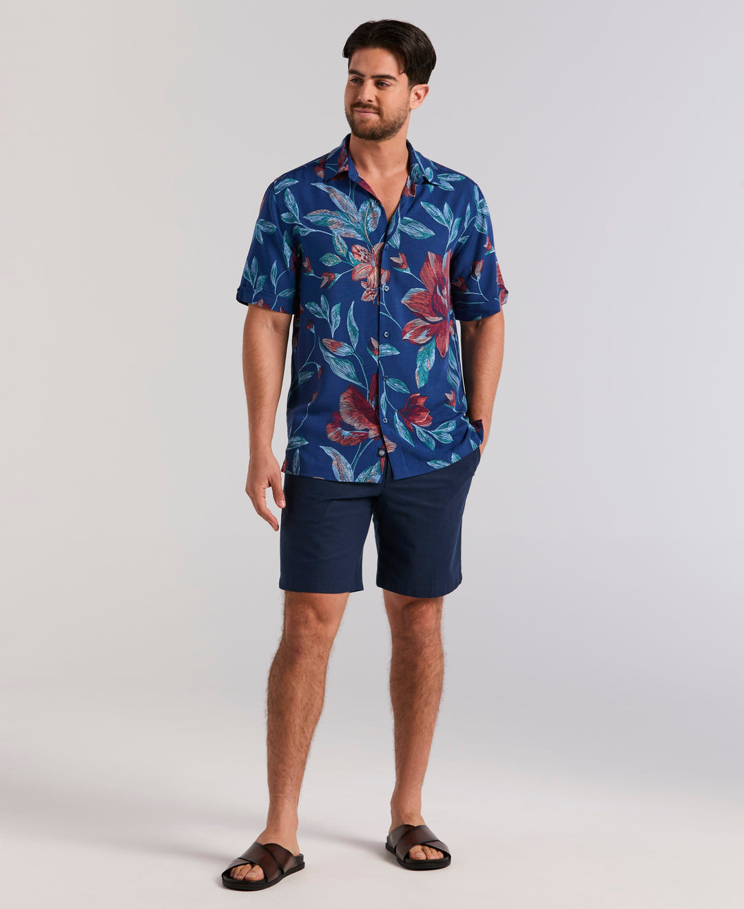 POINTILISM FLORAL PRINT (Navy Peony) 
