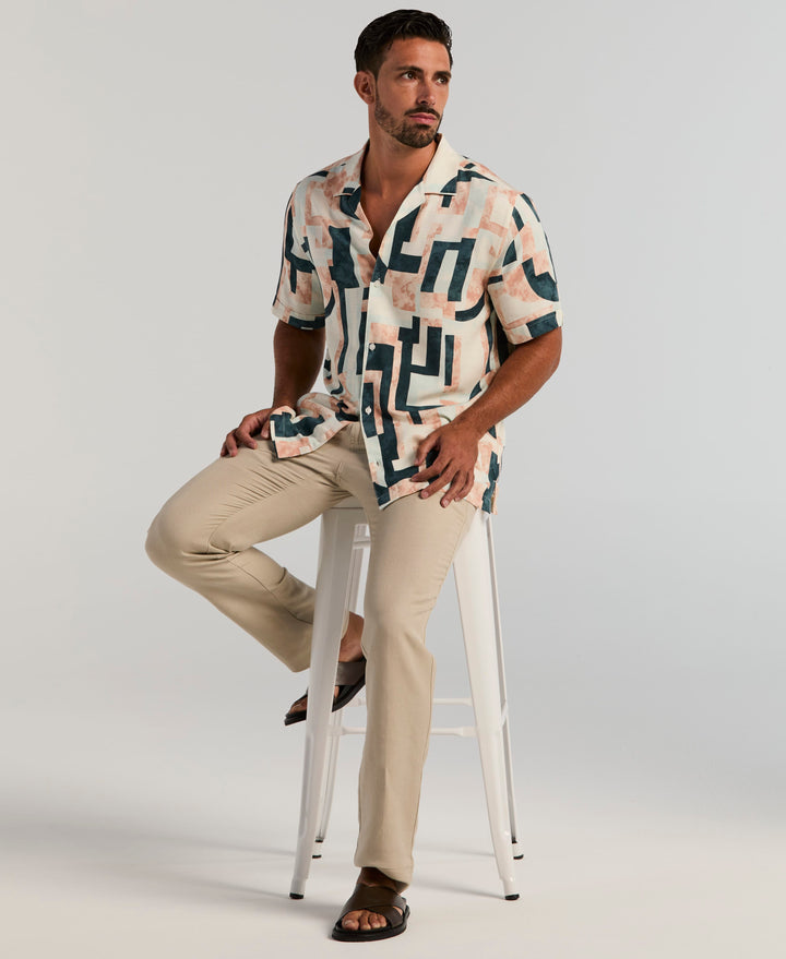 Abstract Geo Shirt (Egret) 