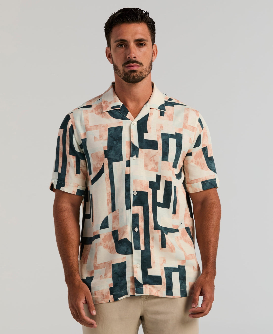 Abstract Geo Shirt (Egret) 