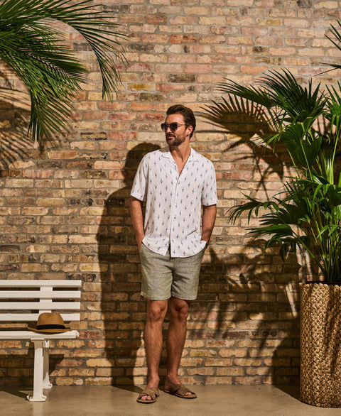 Retro Geometric Print Shirt-Casual Shirts-Cubavera