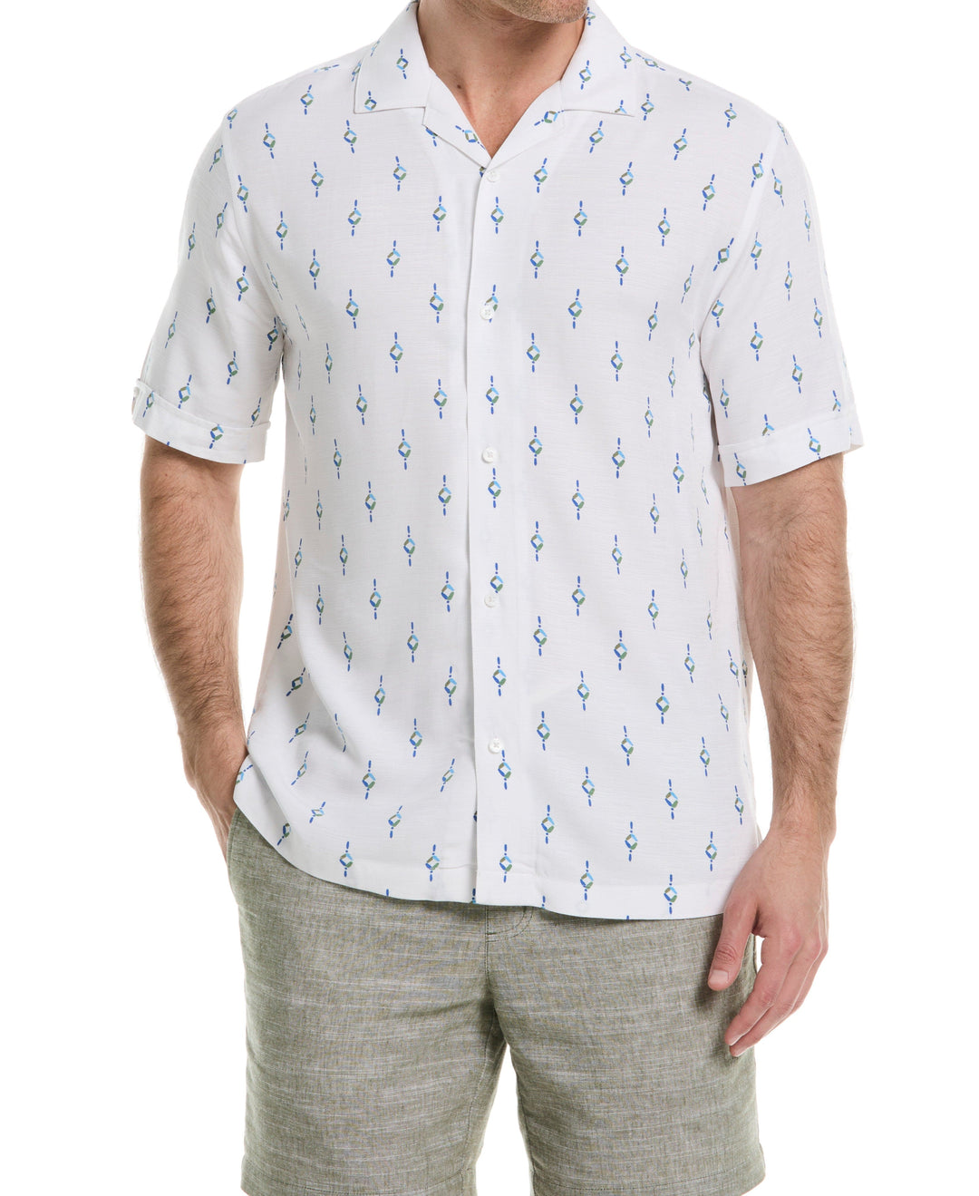 Retro Geometric Print Shirt (Brilliant White) 